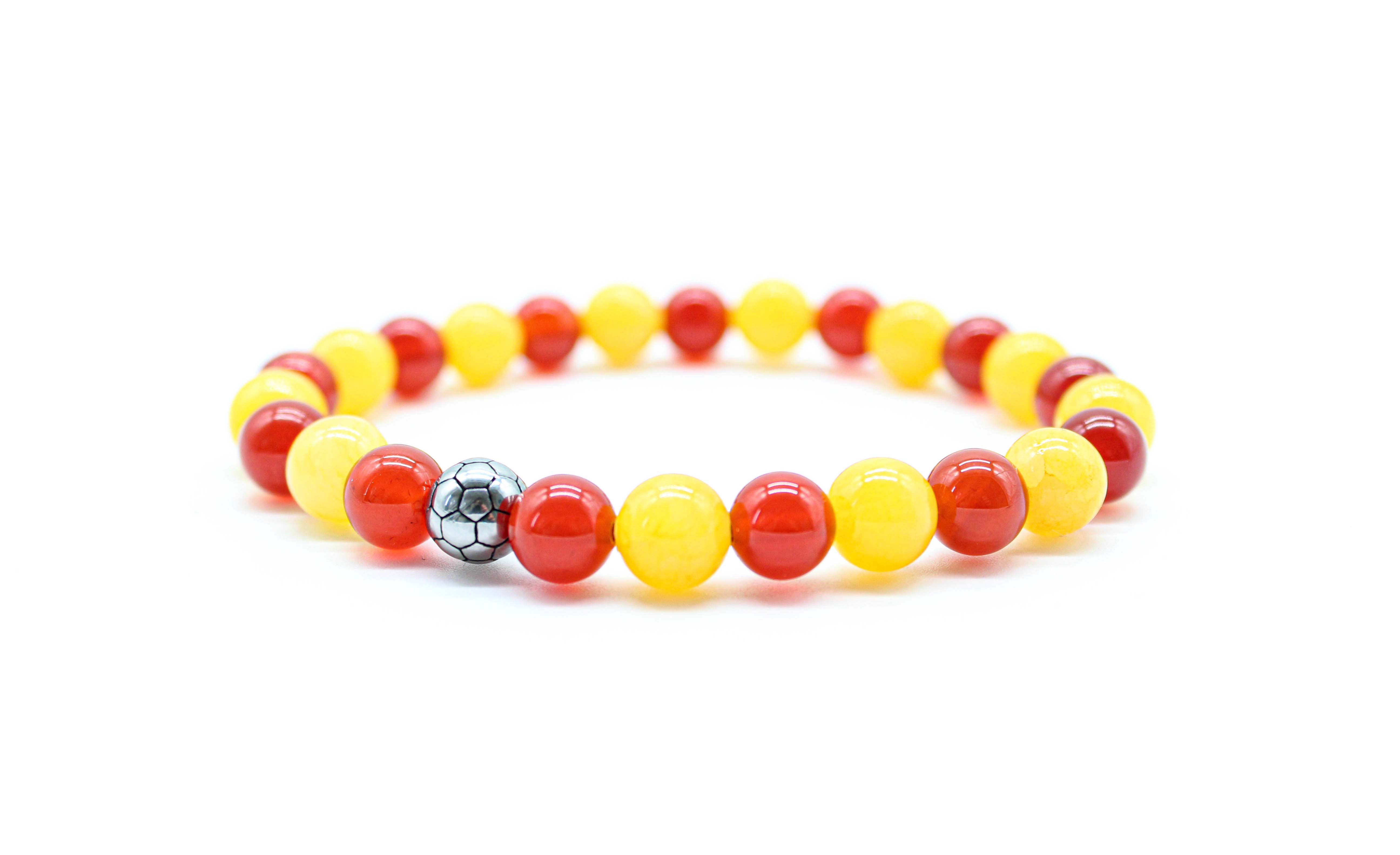 Red And Yellow Football Bracelet 8mm - www.purestone.be